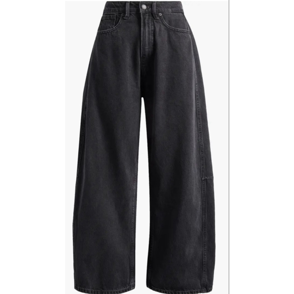 Women's GOOD AMERICAN Black Barrel Wide Leg Jeans Size 27